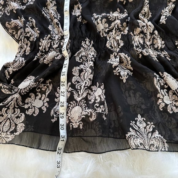 Sunny Leigh Tunic Cover Up Boho Beach Pool Flowy Black Gold Coins Resort Wear 1X - Picture 5 of 8